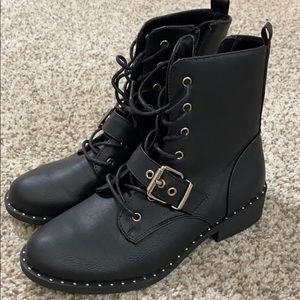 Black combat boots